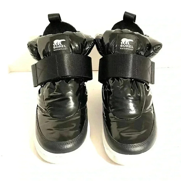 Sorel Black Size 6 Joan of Arctic Next Lite Strap Puffy Boots Hi-Top Black Shiny - Picture 2 of 11